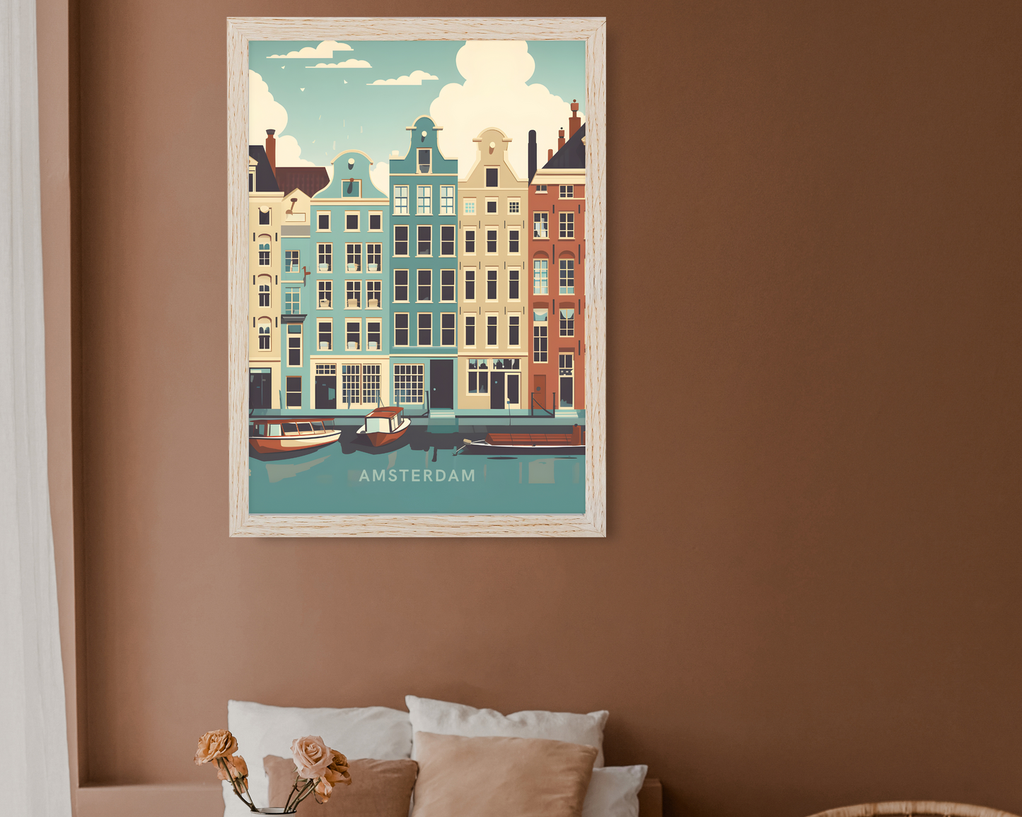 Amsterdam Colourful Houses Netherlands Travel Poster Print - Pitchers Design