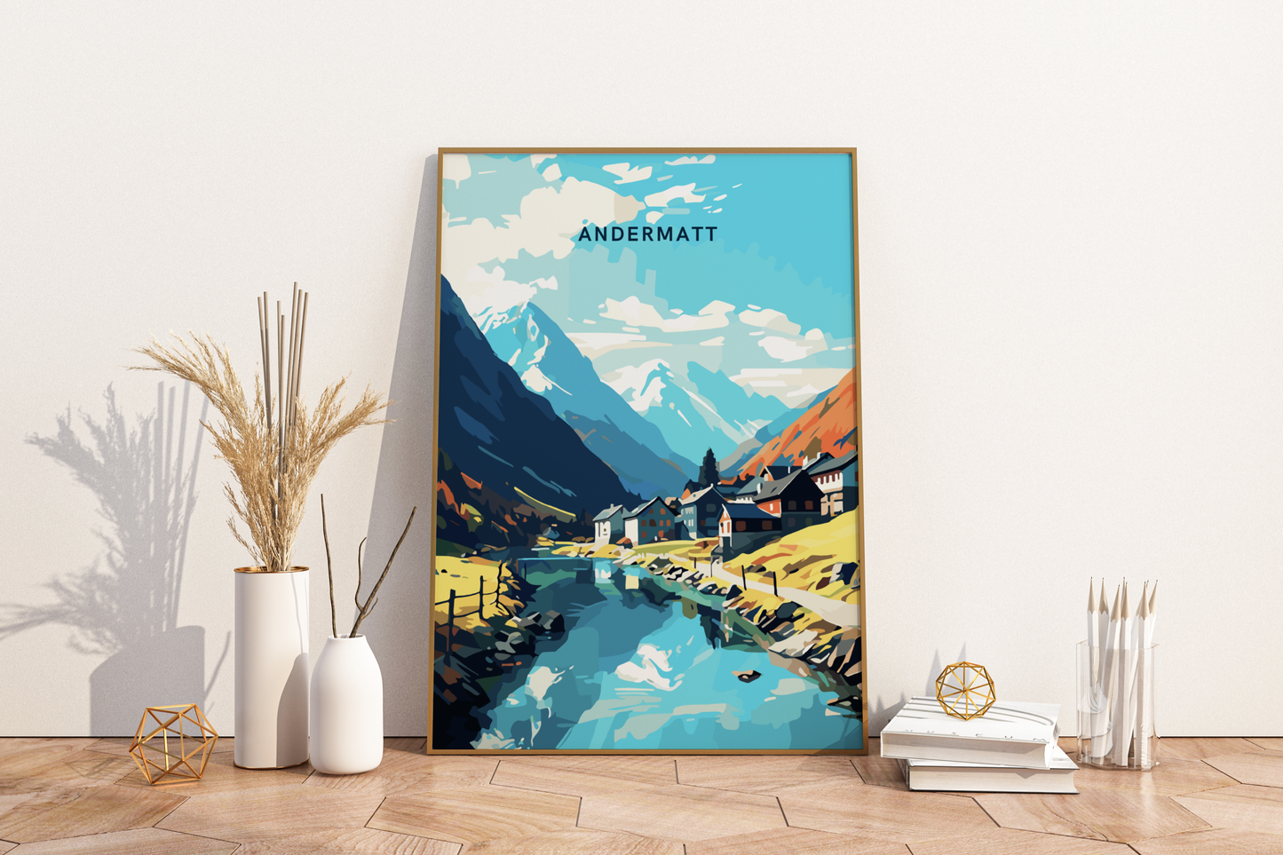 Andermatt Switzerland Travel Print Poster - Pitchers Design