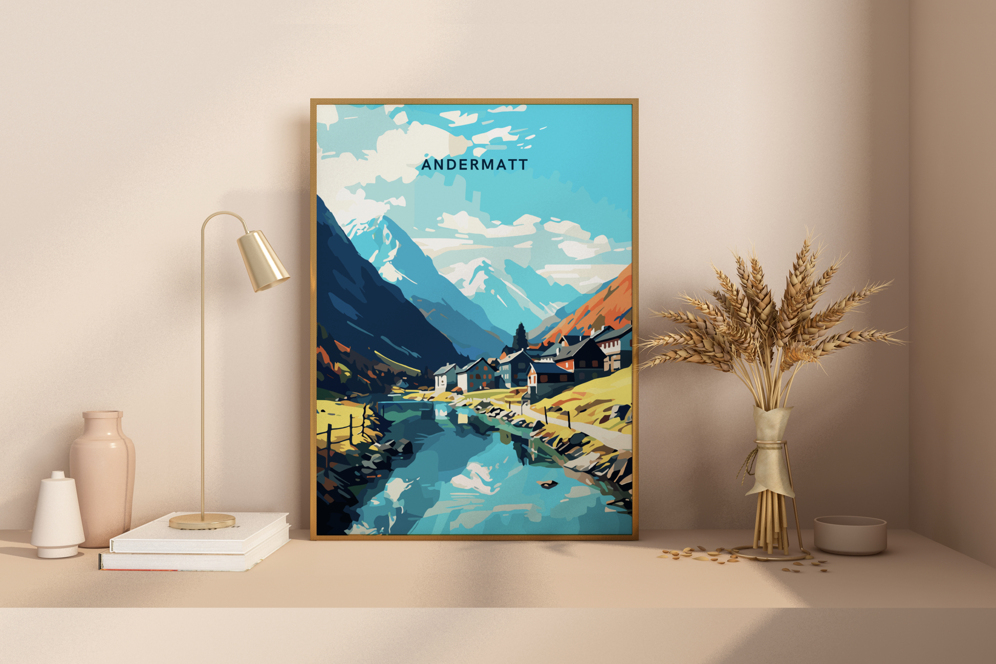 Andermatt Switzerland Travel Print Poster - Pitchers Design