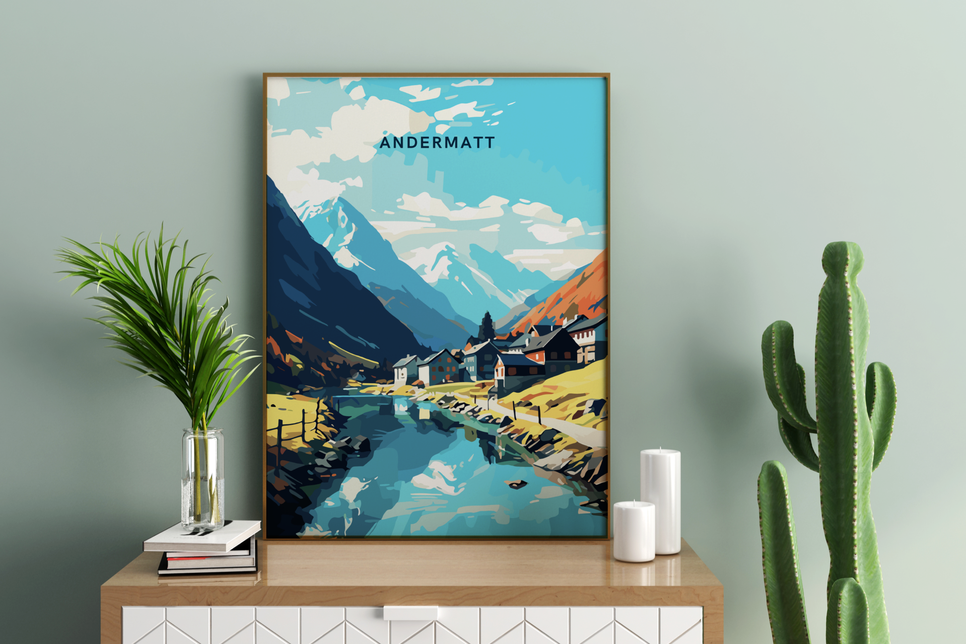 Andermatt Switzerland Travel Print Poster - Pitchers Design