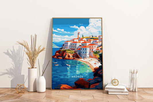 Andros Greece Travel Print Poster - Pitchers Design