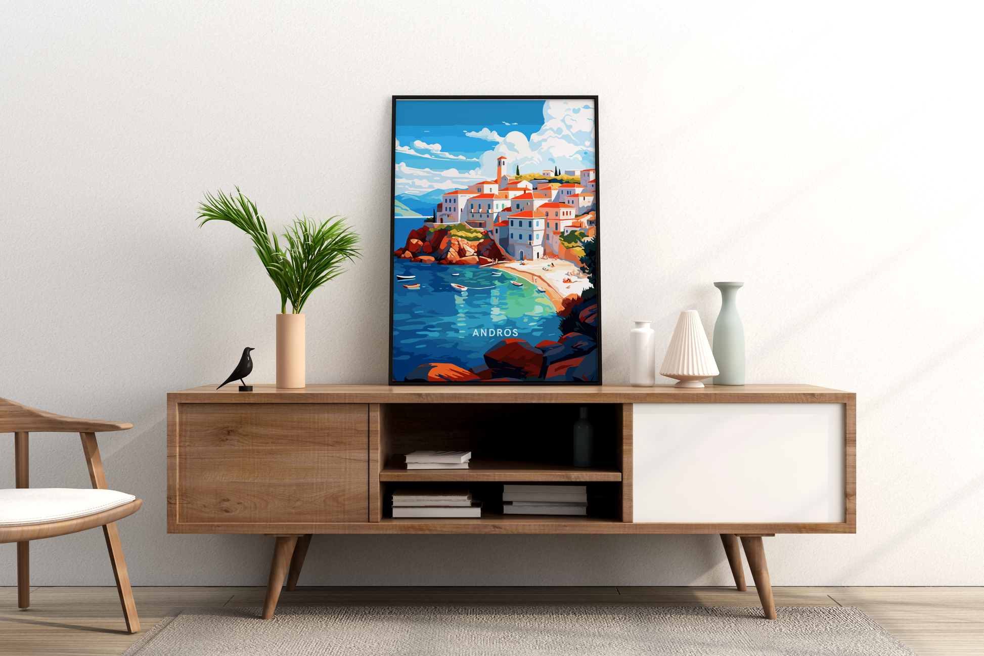 Andros Greece Travel Print Poster - Pitchers Design