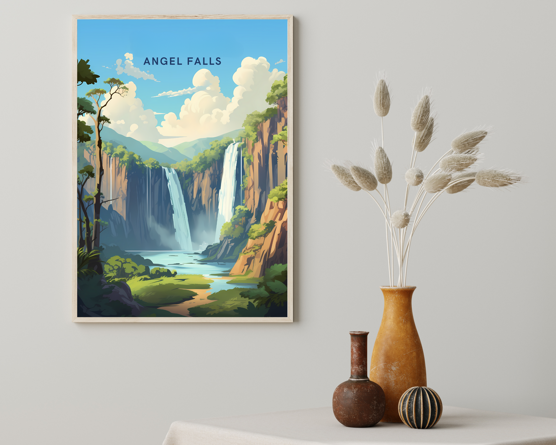 Angel Falls Venezuela Travel Poster Print - Pitchers Design