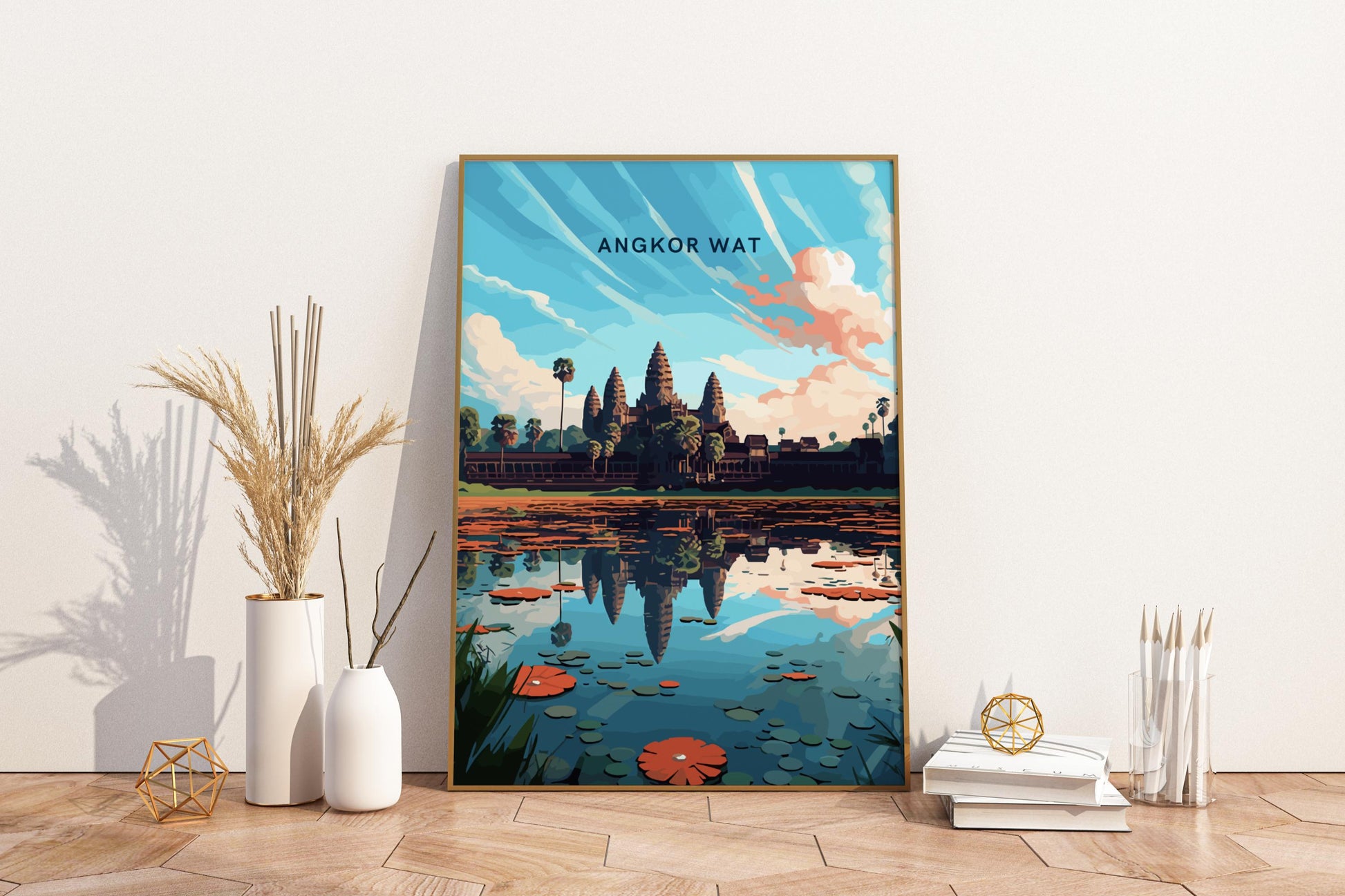 Angkor Wat Cambodia Travel Print Poster - Pitchers Design