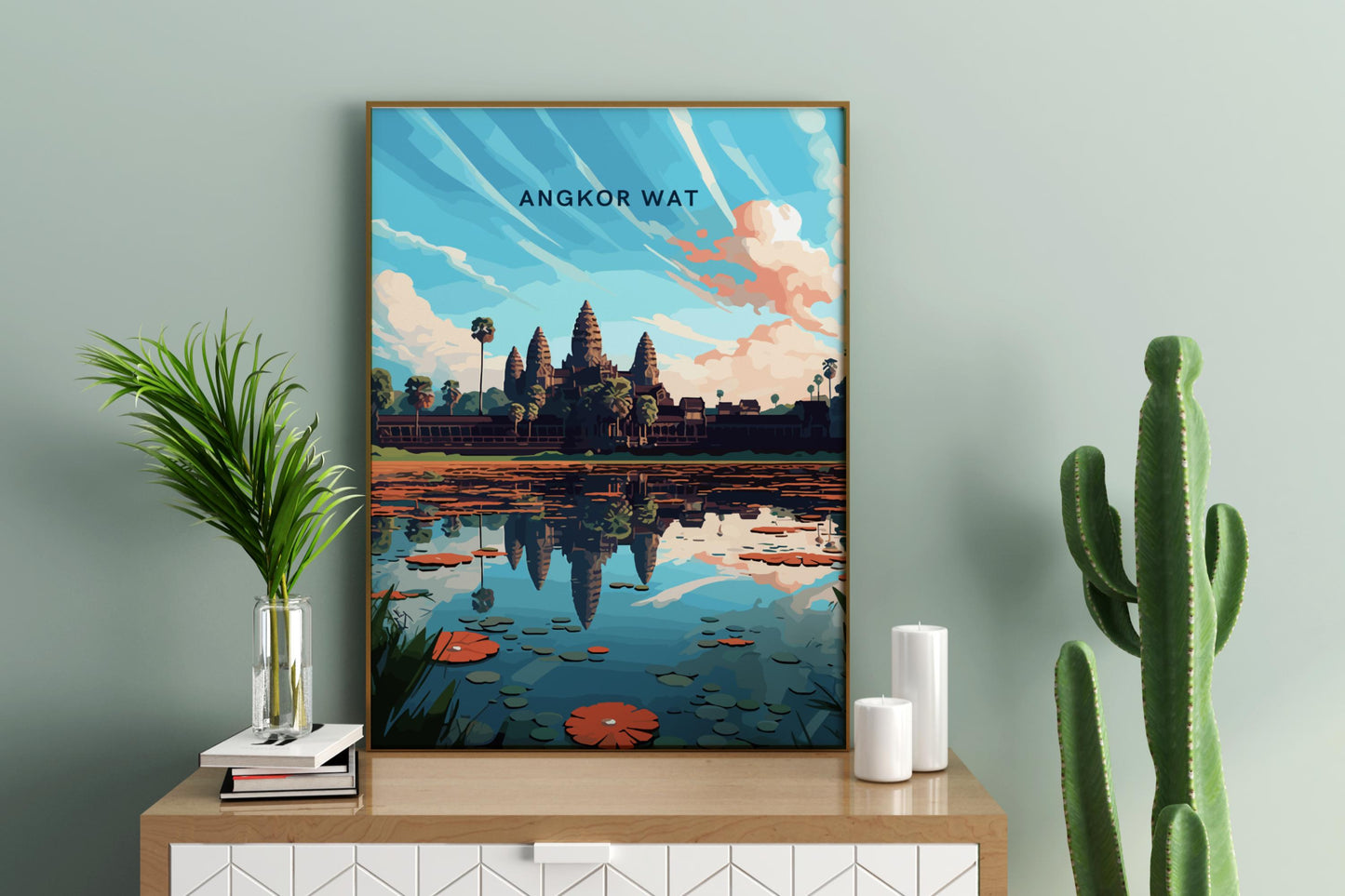 Angkor Wat Cambodia Travel Print Poster - Pitchers Design