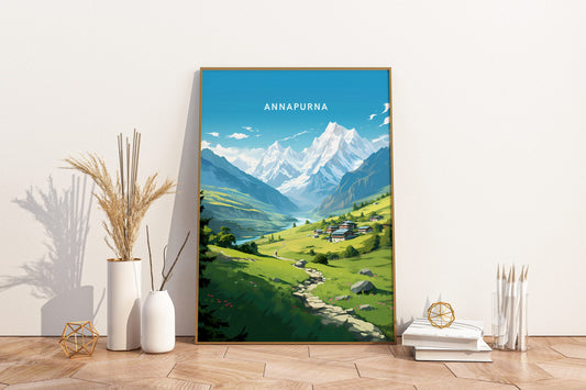 Annapurna Mountains Nepal Travel Print Poster - Pitchers Design