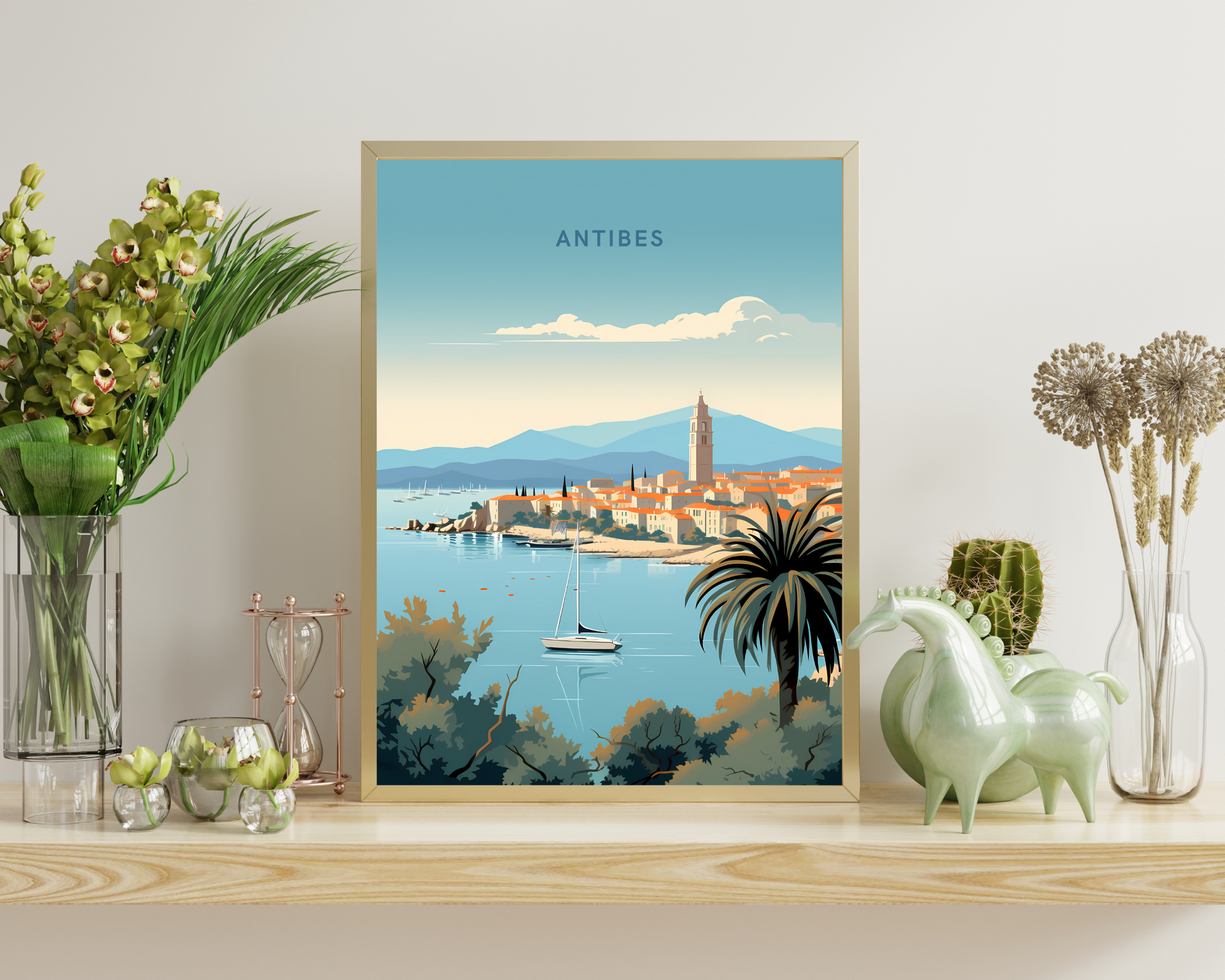 Antibes France Travel Poster Print - Pitchers Design