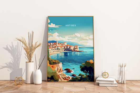 Antibes Coast France Travel Print Poster - Pitchers Design