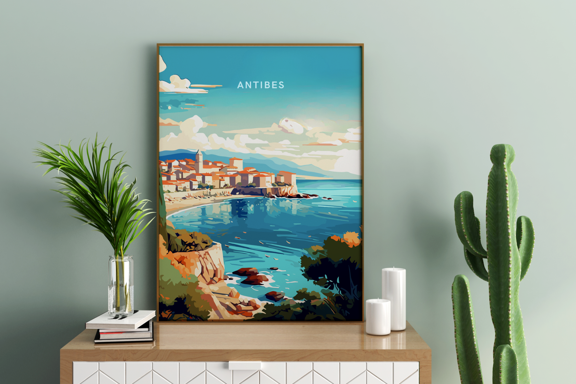 Antibes Coast France Travel Print Poster - Pitchers Design