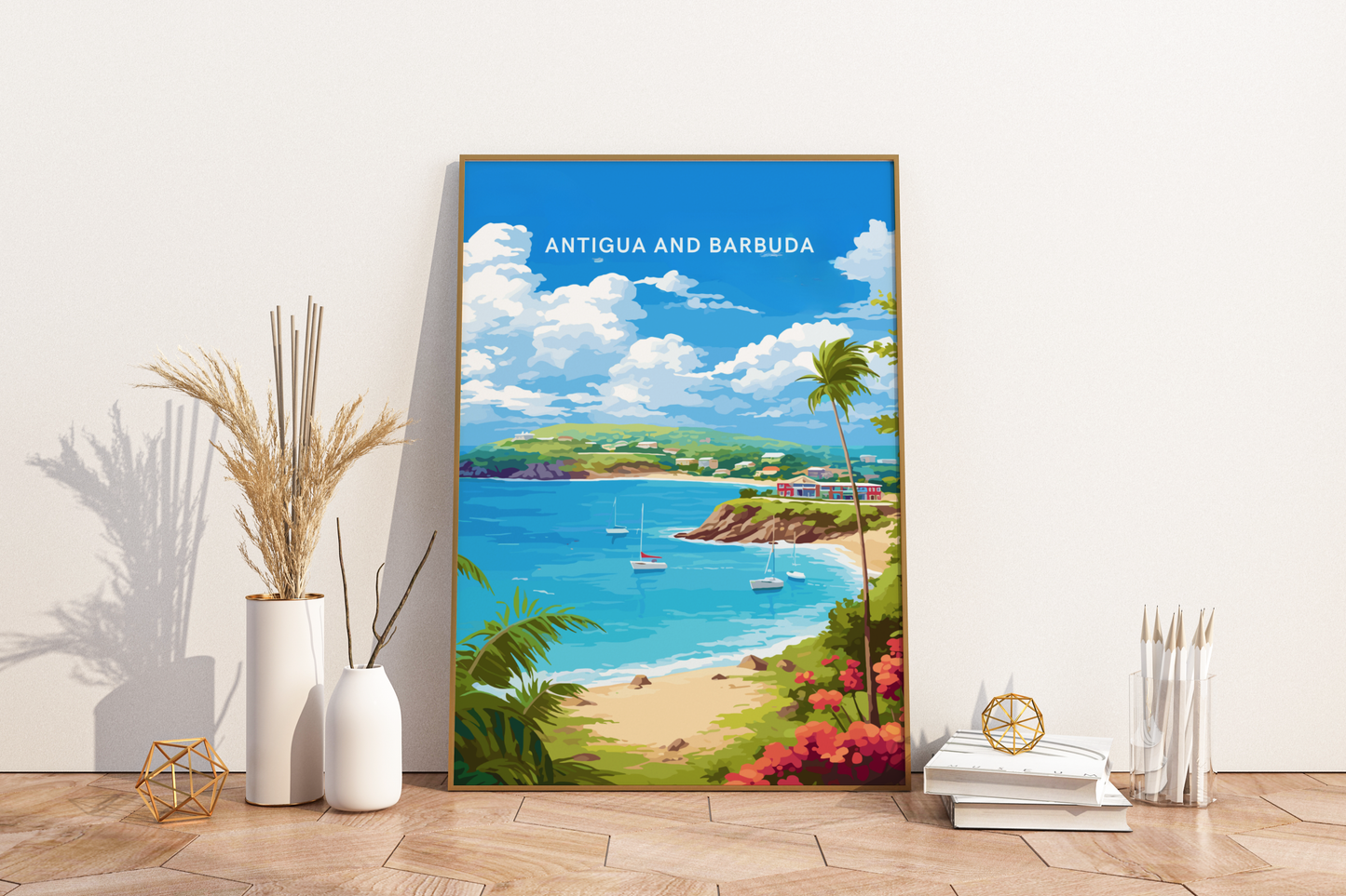 Antigua and Barbuda Caribbean Travel Print Poster - Pitchers Design