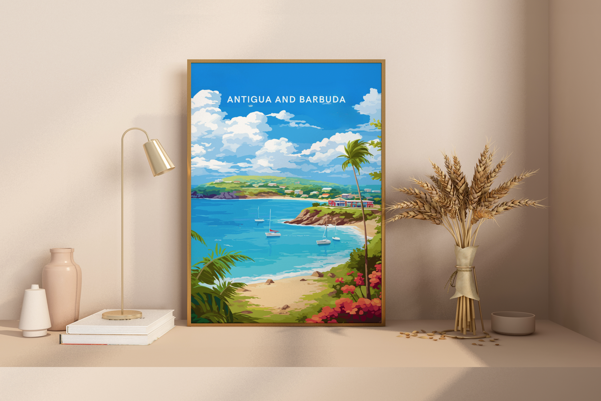 Antigua and Barbuda Caribbean Travel Print Poster - Pitchers Design