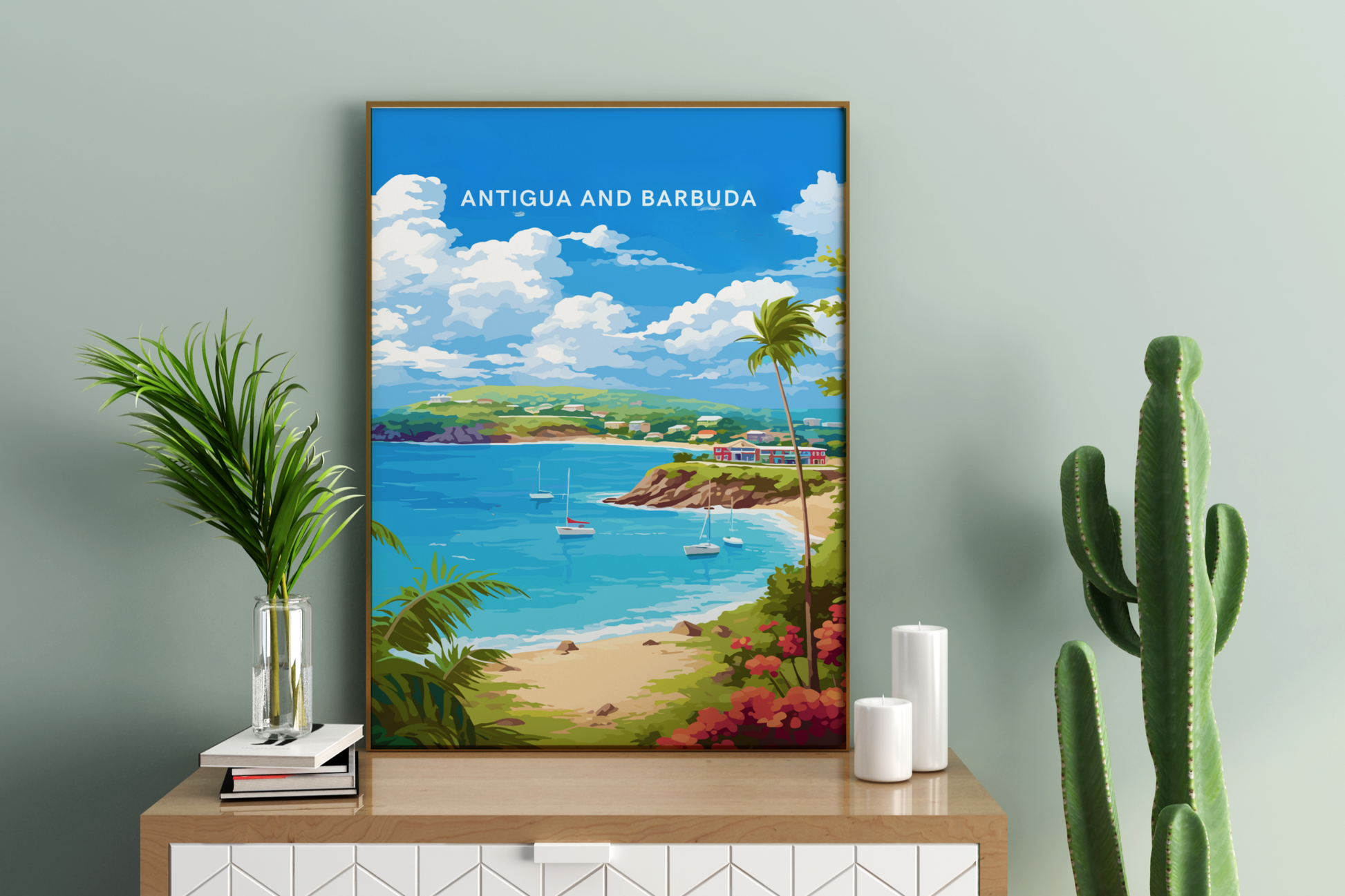 Antigua and Barbuda Caribbean Travel Print Poster - Pitchers Design