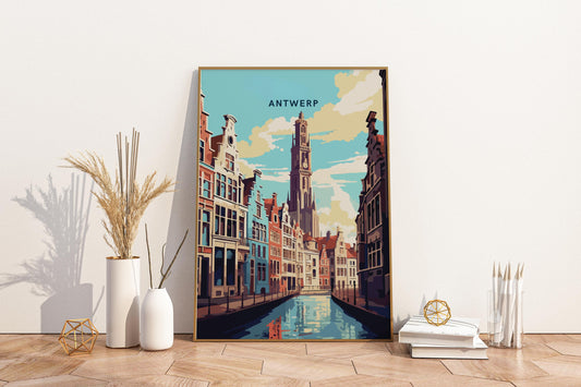 Antwerp Belgium Travel Print Poster - Pitchers Design