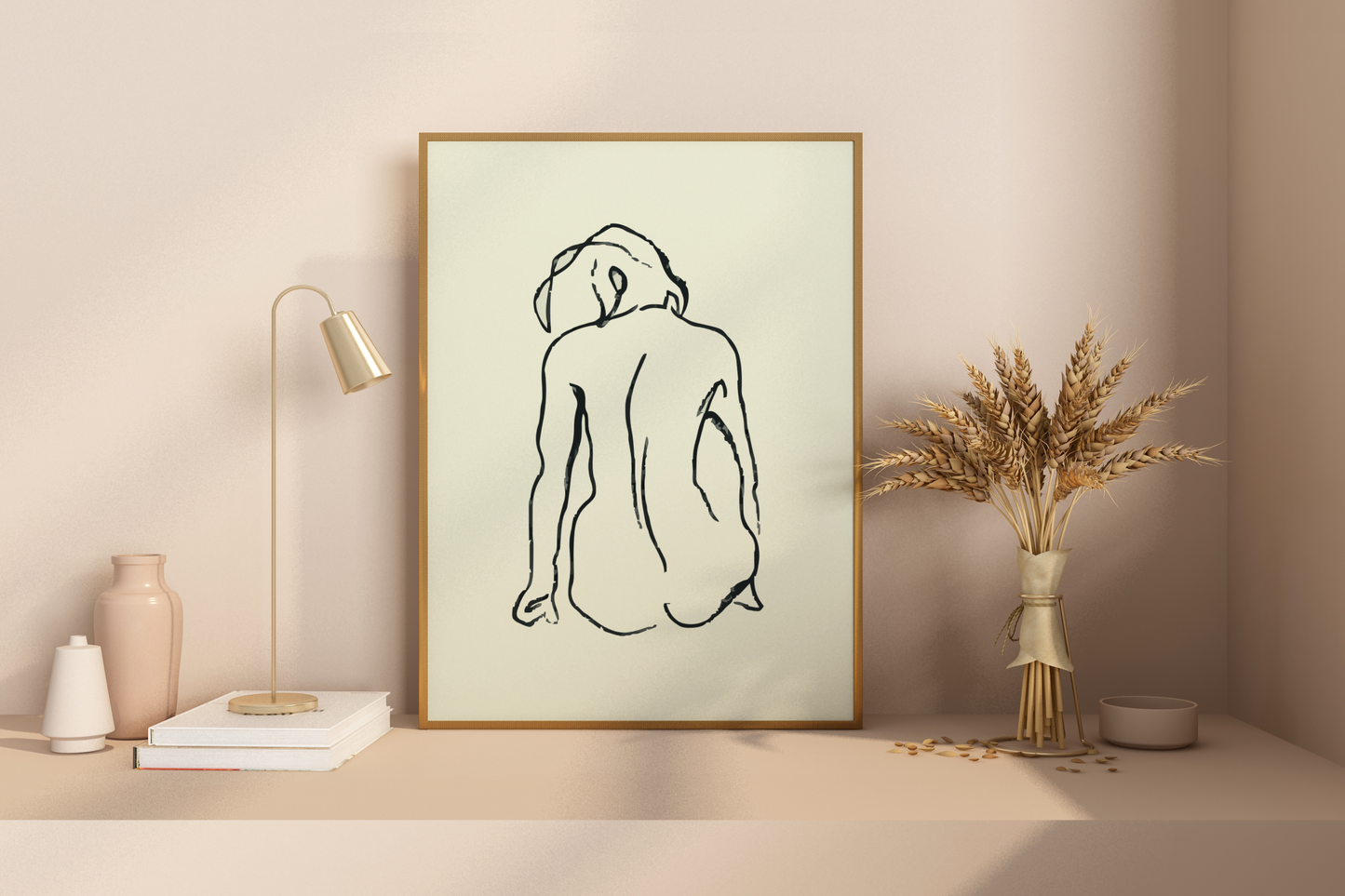 Abstract Female Figure Black Line Art No.4 Print Poster - Pitchers Design