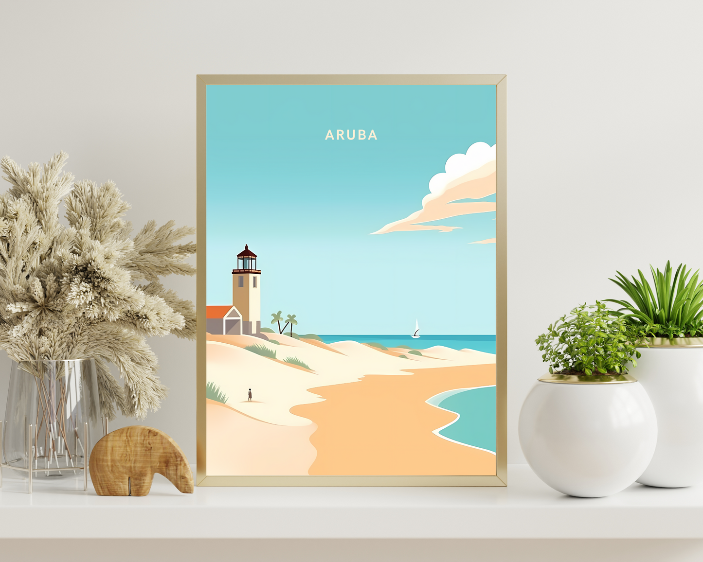 Aruba Caribbean Travel Poster Print - Pitchers Design