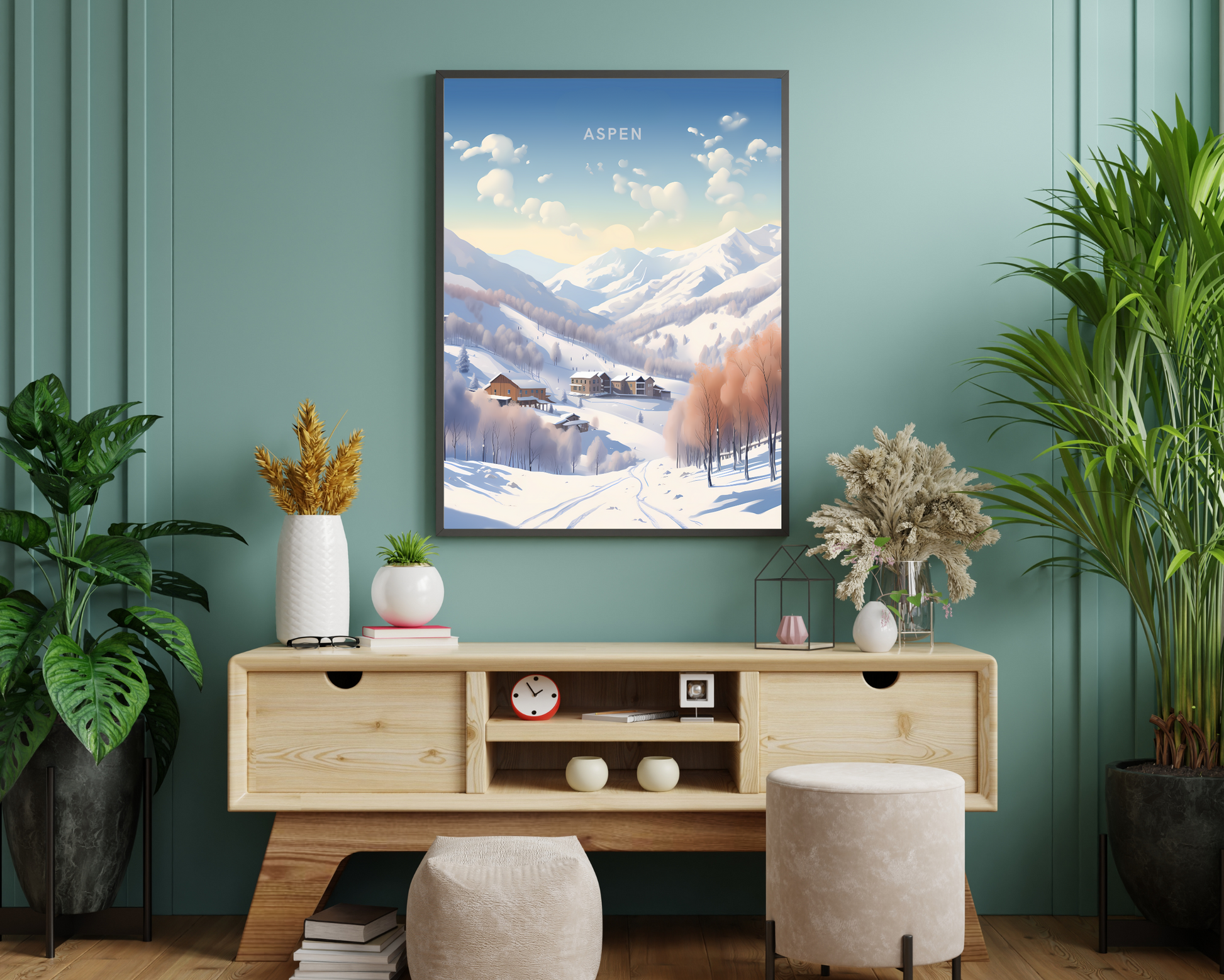 Aspen Colorado Ski Travel Poster Print - Pitchers Design