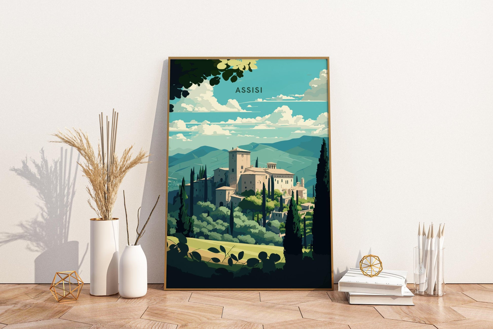 Assisi Old Town Italy Travel Print Poster - Pitchers Design