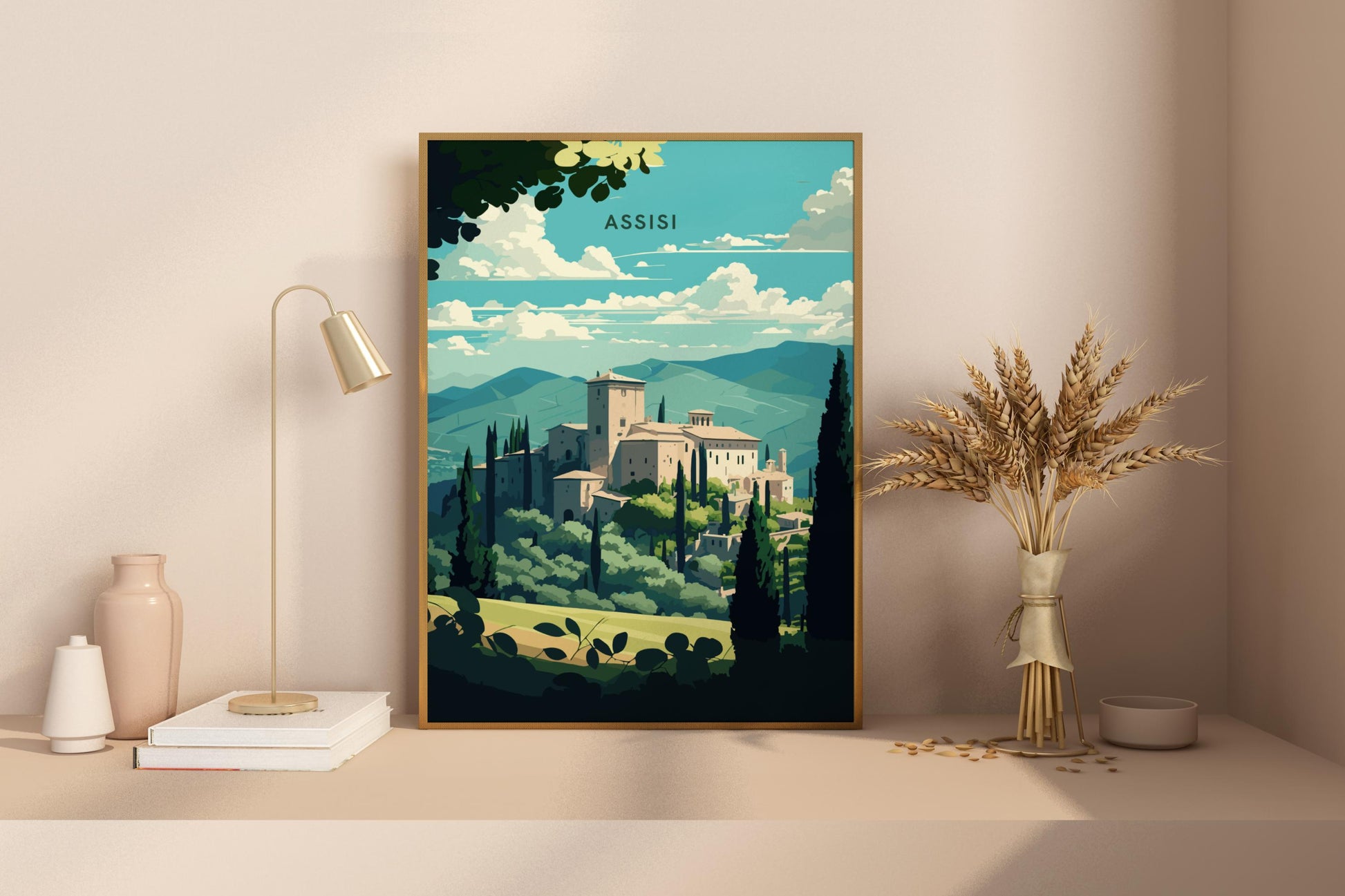 Assisi Old Town Italy Travel Print Poster - Pitchers Design