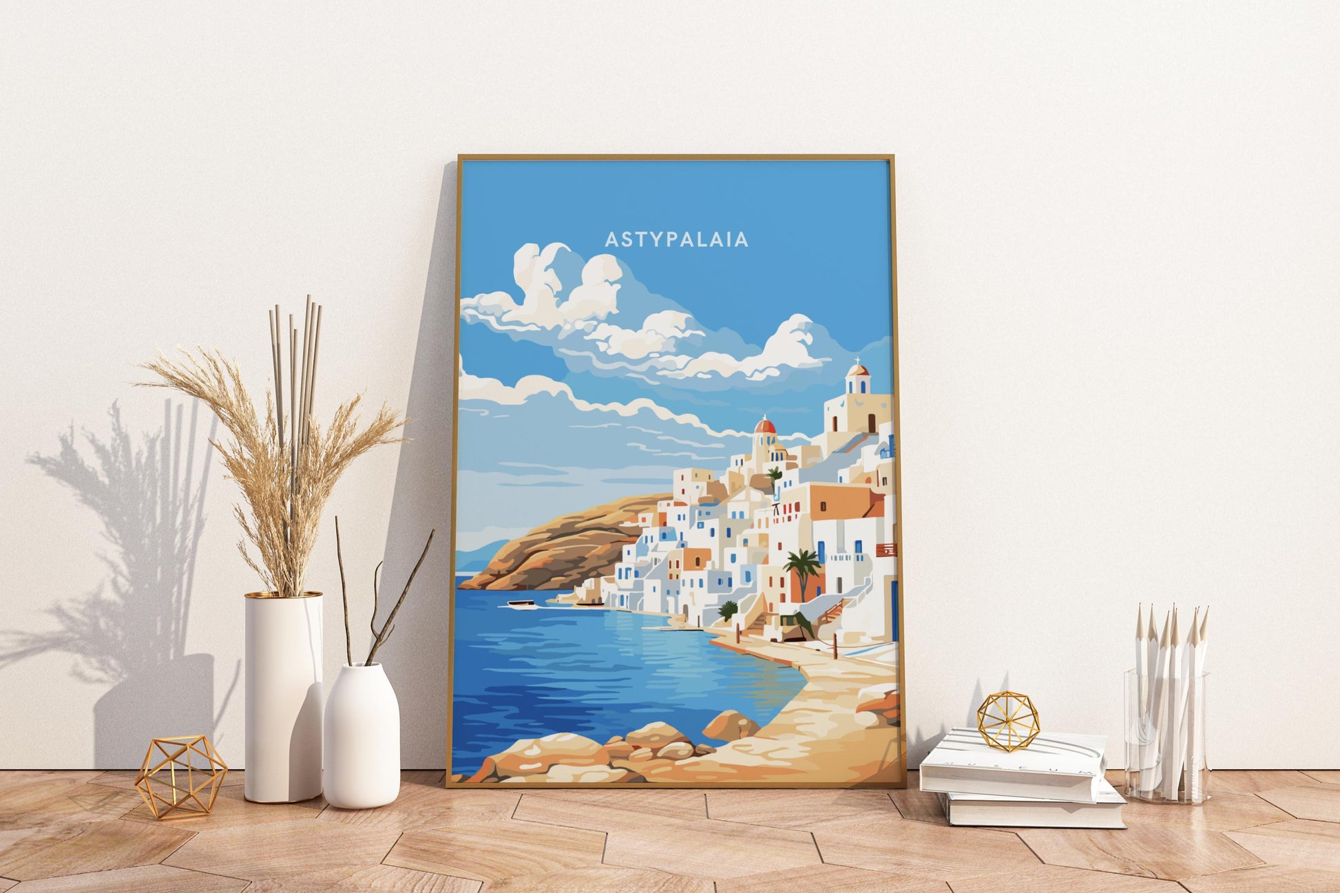 Astypalaia Greece Travel Print Poster - Pitchers Design