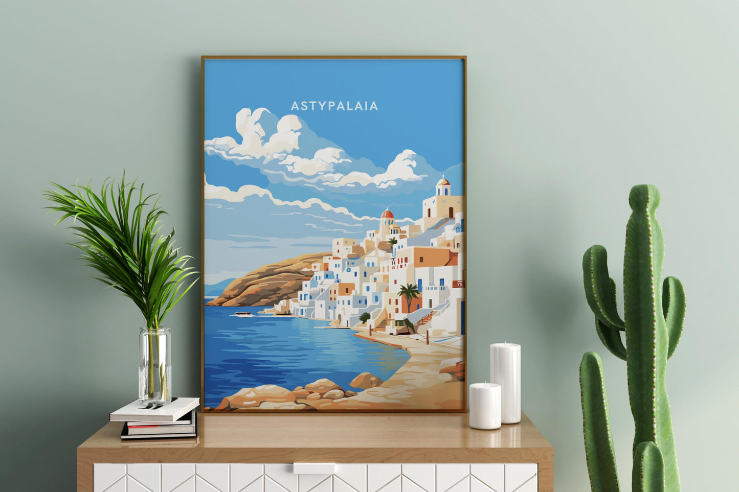 Astypalaia Greece Travel Print Poster - Pitchers Design