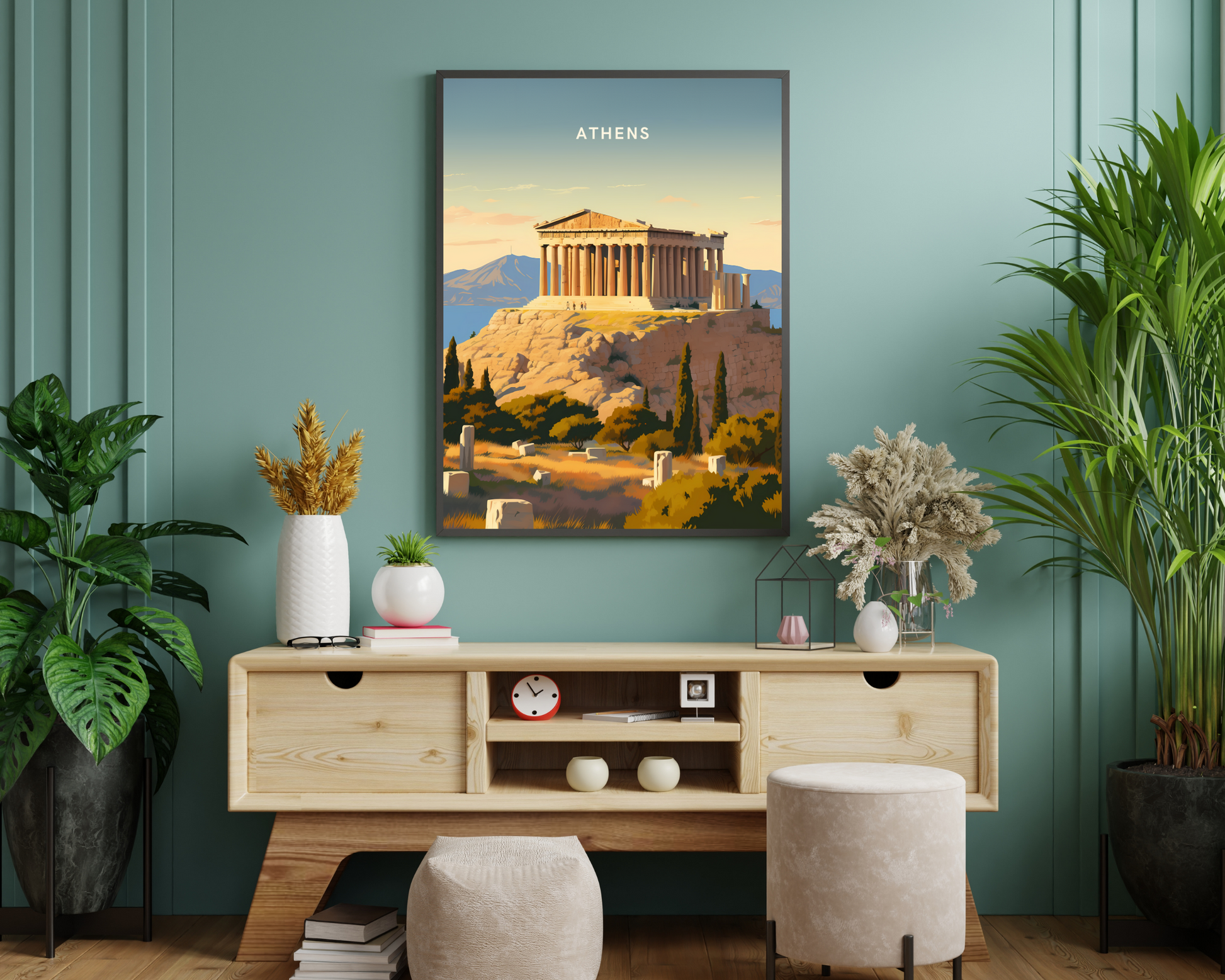 Athens Greece Travel Poster Print - Pitchers Design