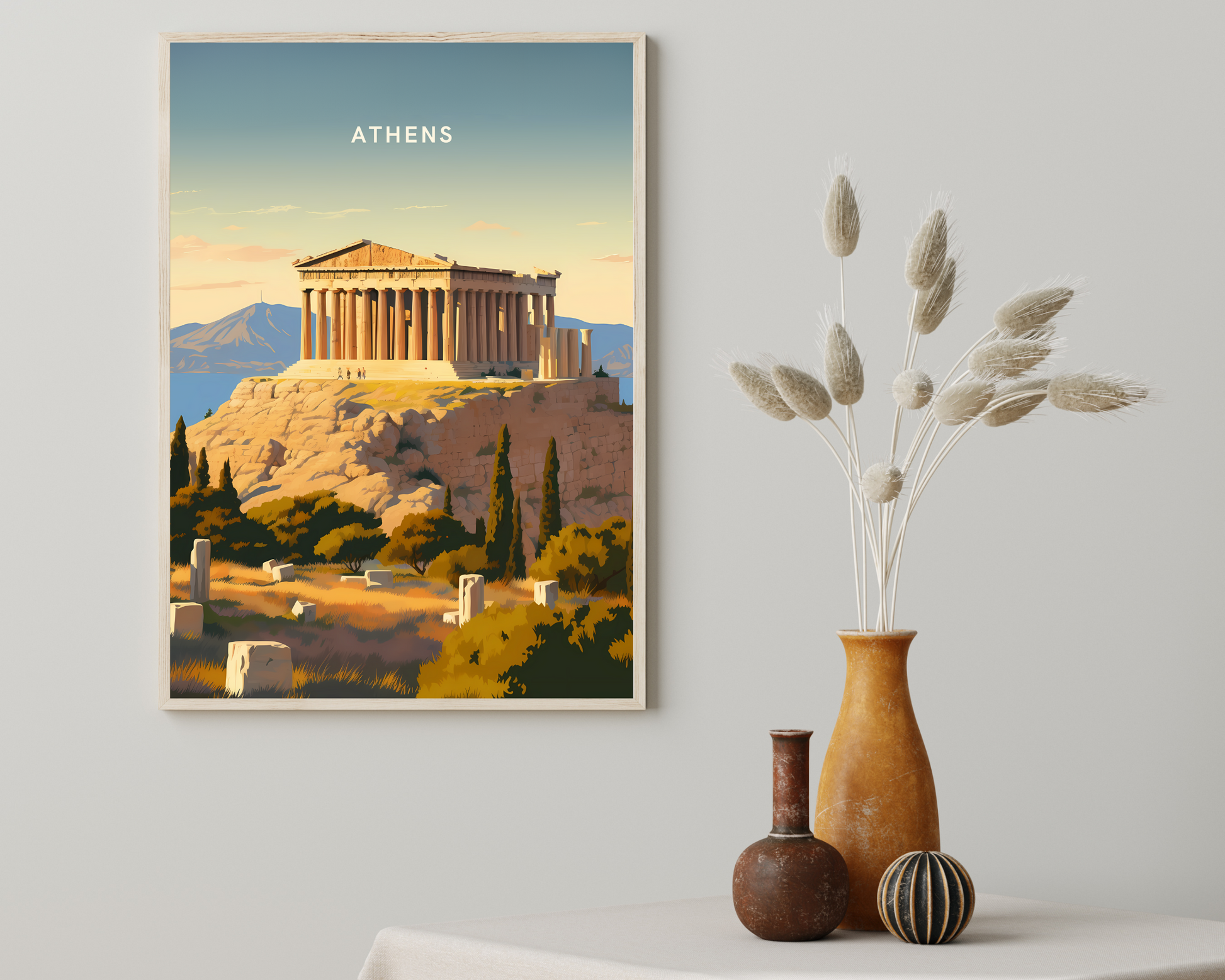 Athens Greece Travel Poster Print - Pitchers Design