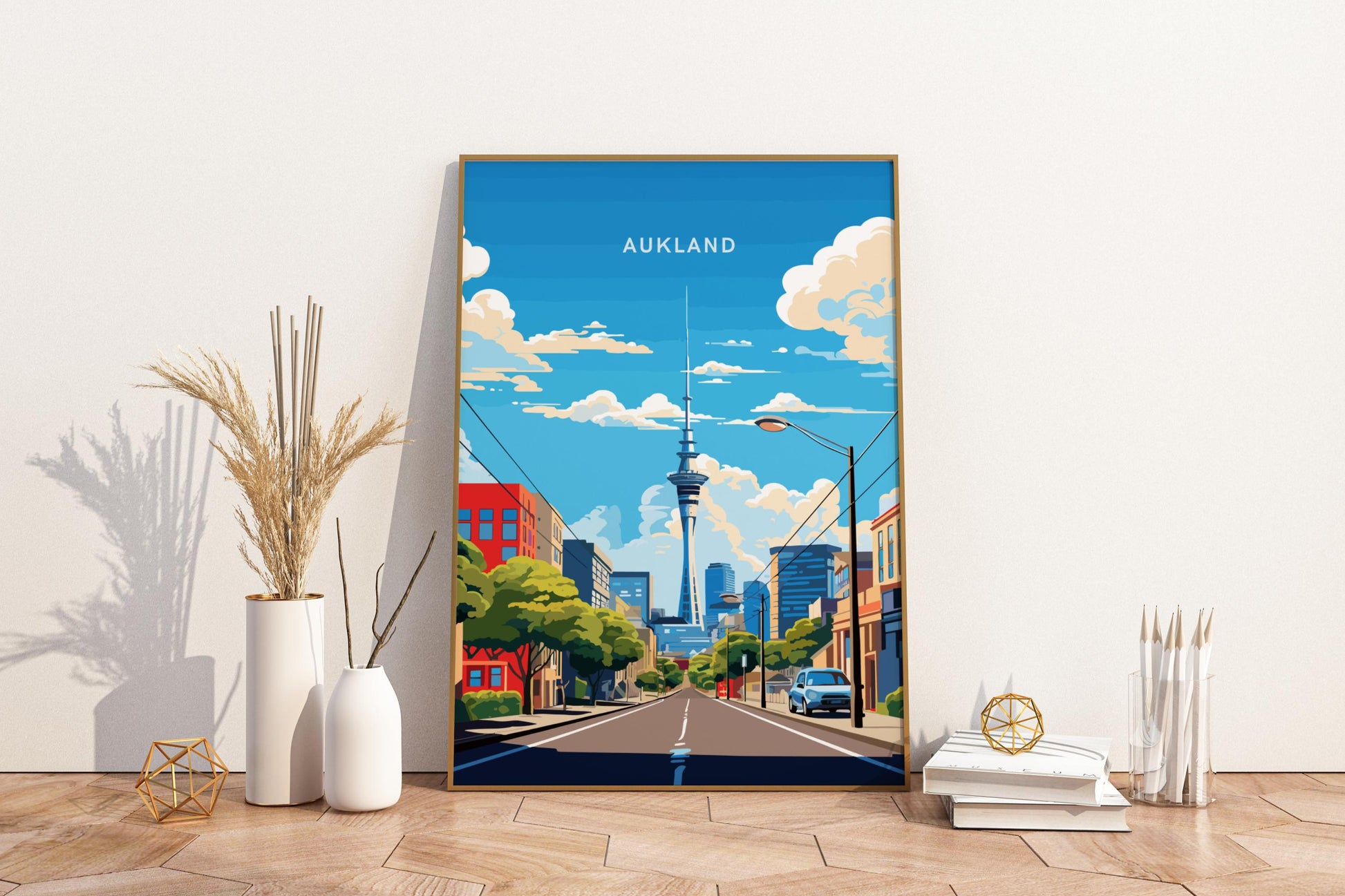 Aukland New Zealand Travel Print Poster - Pitchers Design