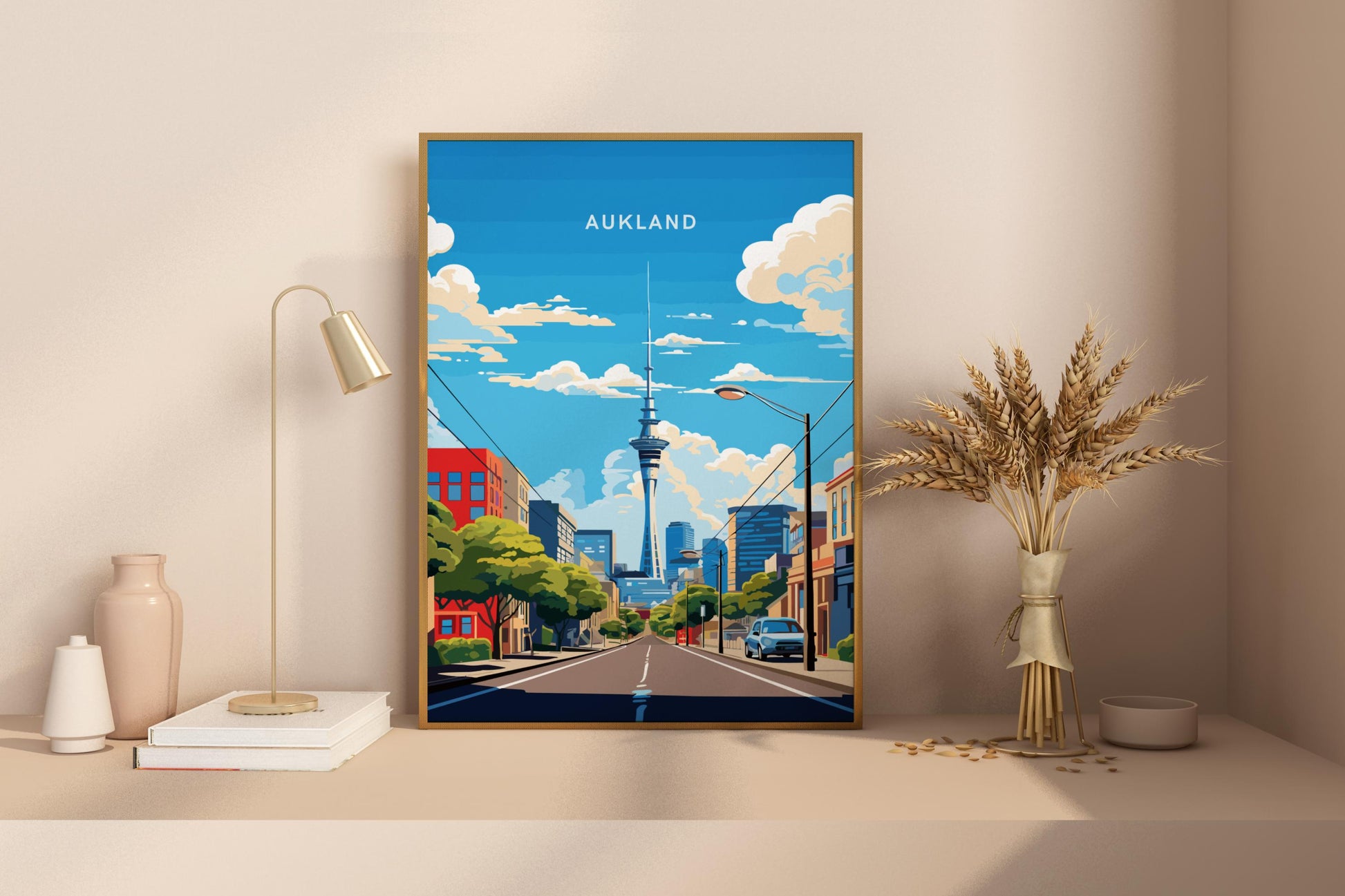 Aukland New Zealand Travel Print Poster - Pitchers Design