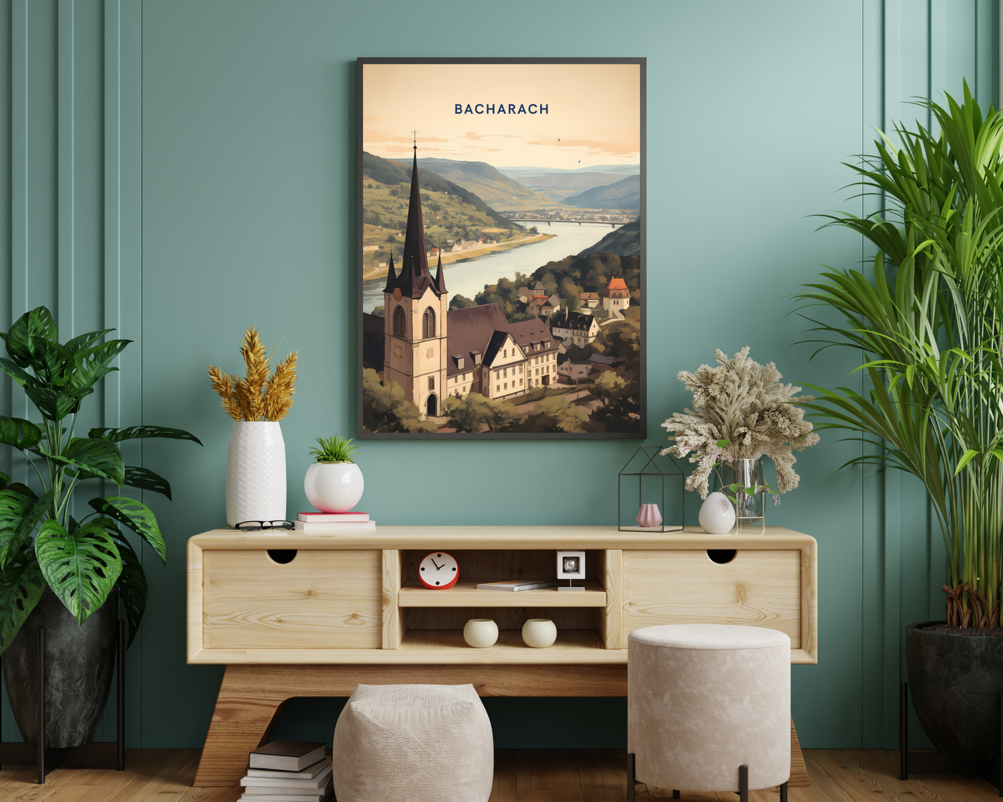 Bacharach Germany Travel Poster Print - Pitchers Design