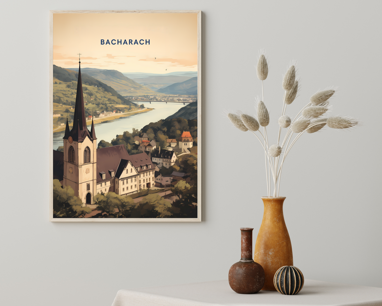 Bacharach Germany Travel Poster Print - Pitchers Design