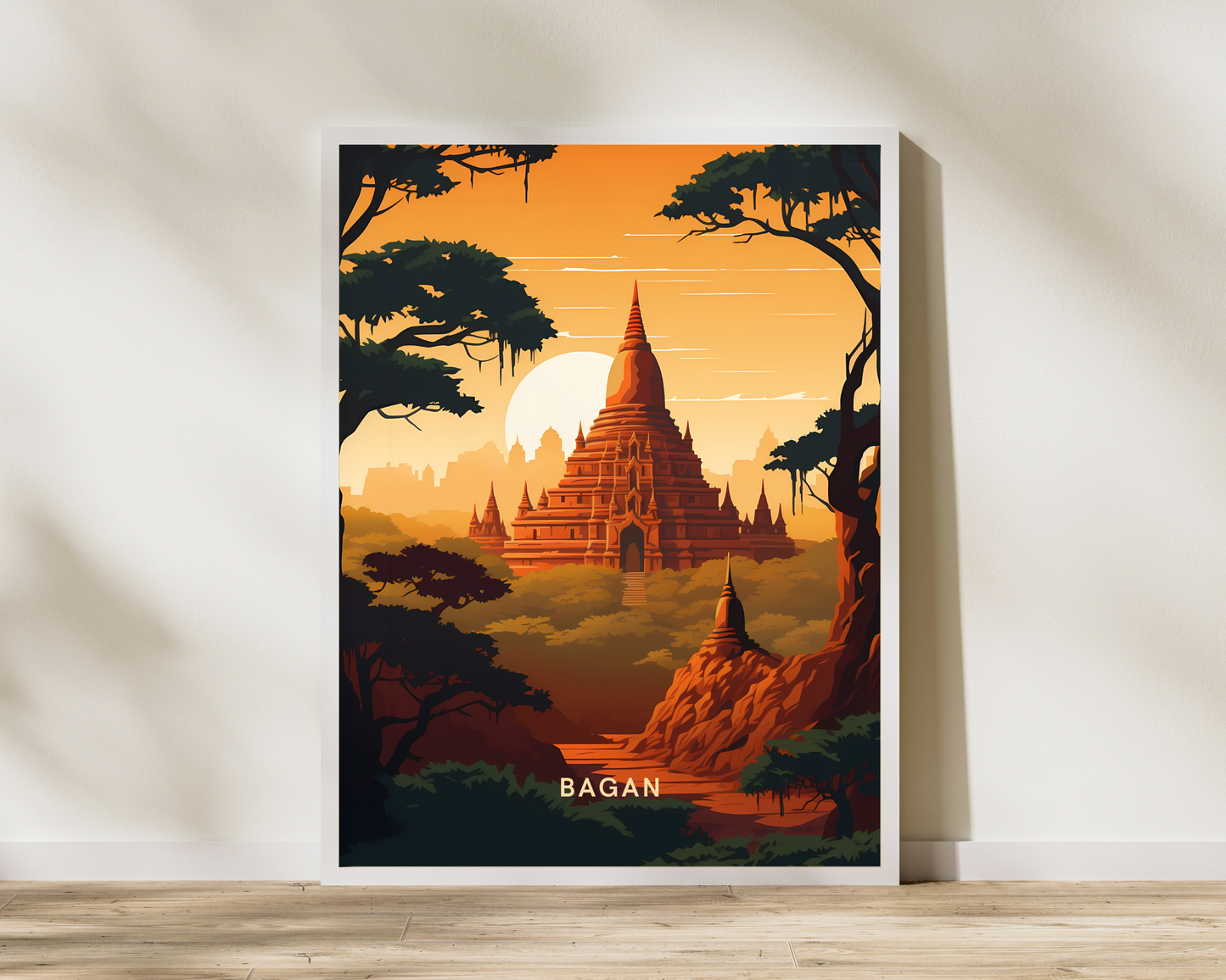 Bagan Sunset Myanmar Travel Poster Print - Pitchers Design