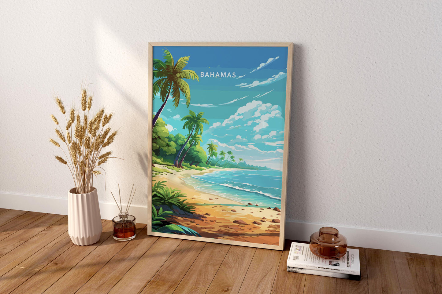 Beaches of Bahamas Travel Print Poster - Pitchers Design