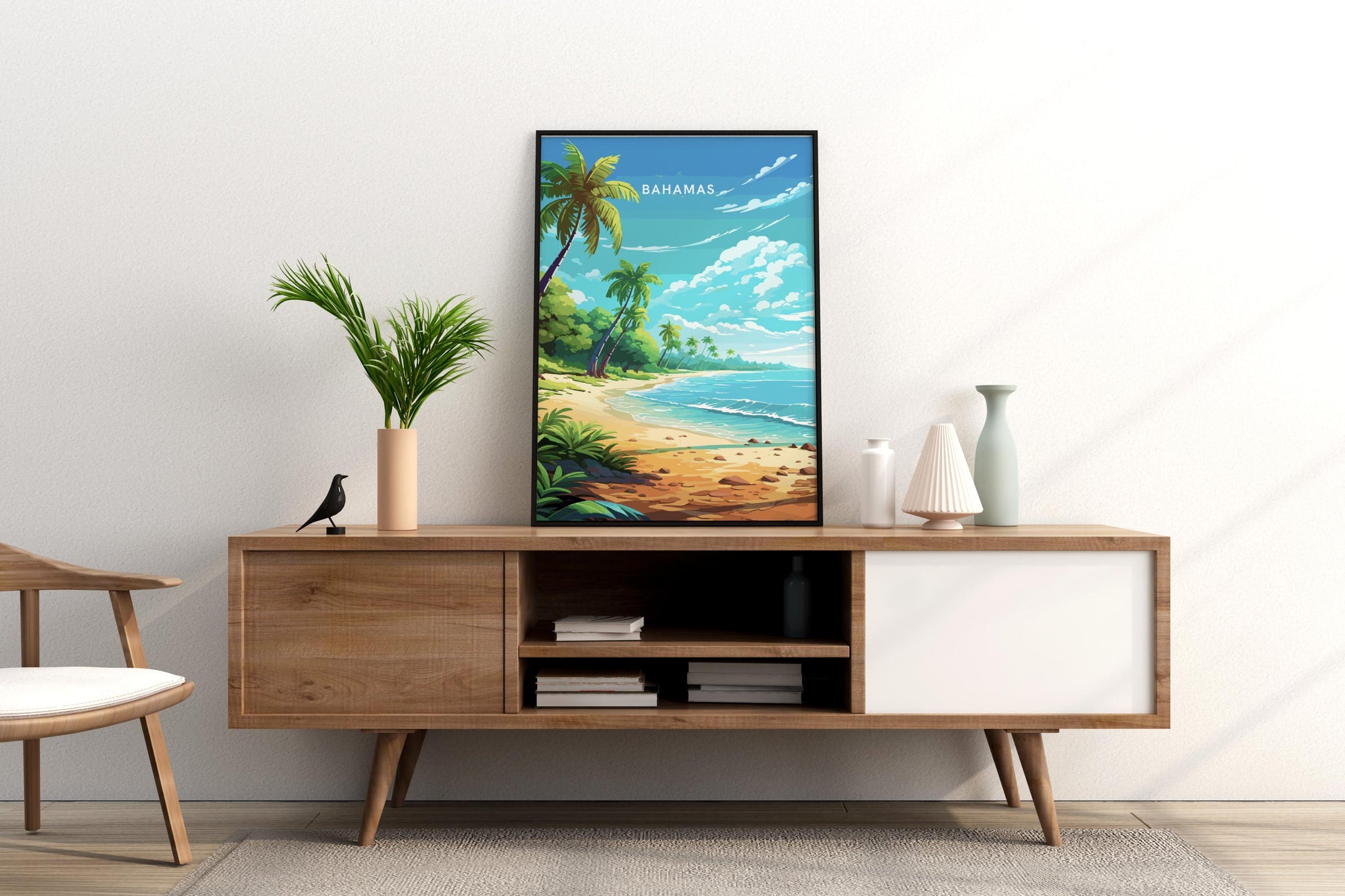 Beaches of Bahamas Travel Print Poster - Pitchers Design