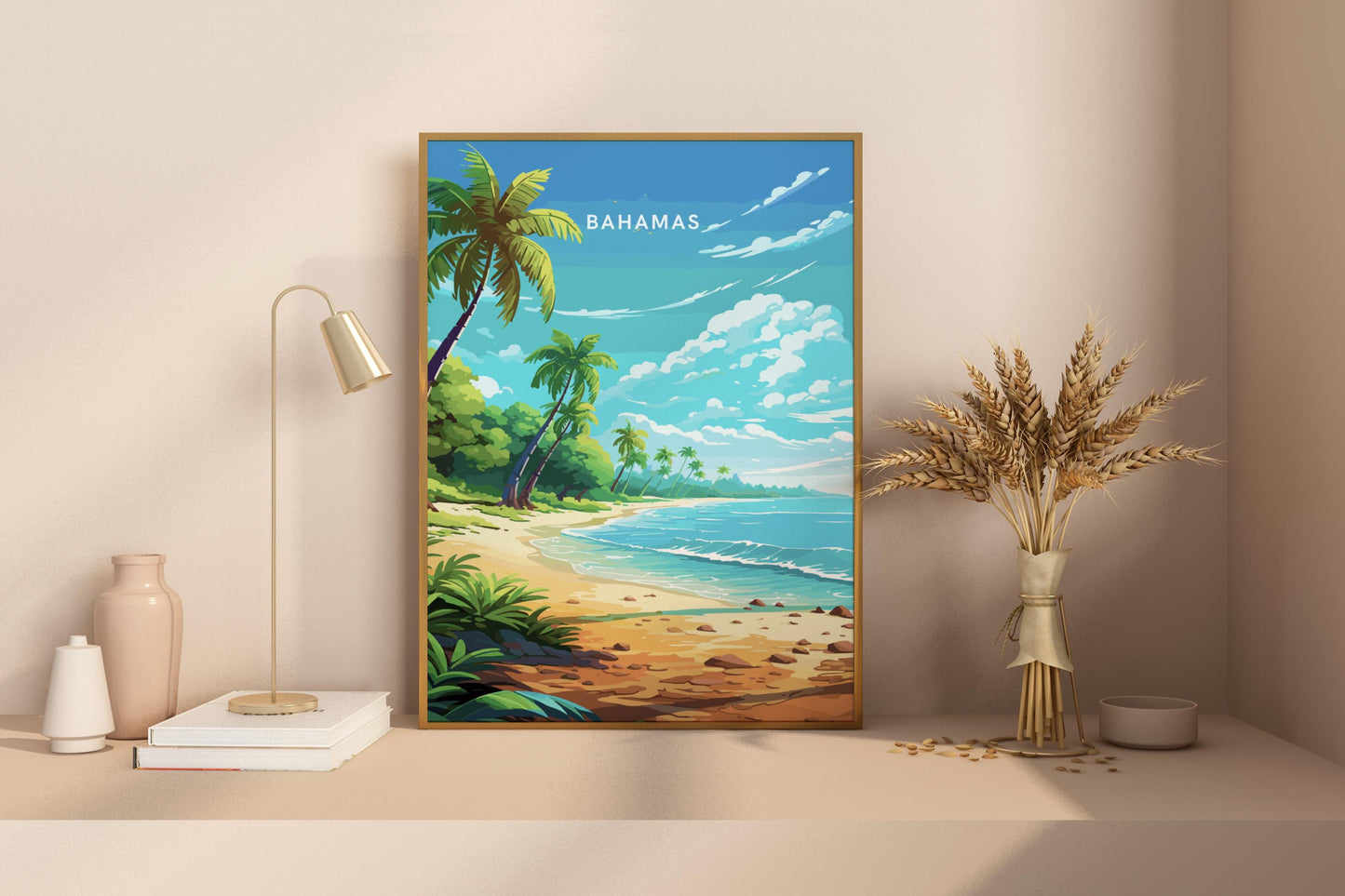 Beaches of Bahamas Travel Print Poster - Pitchers Design