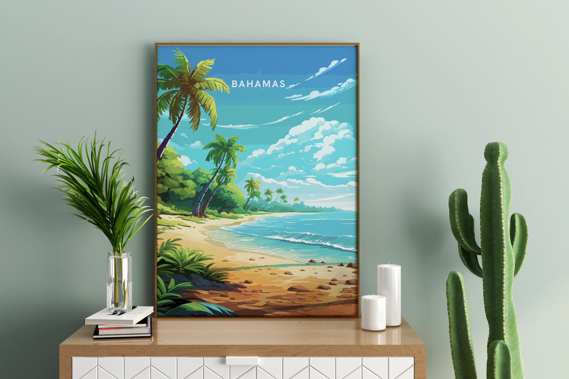 Beaches of Bahamas Travel Print Poster - Pitchers Design