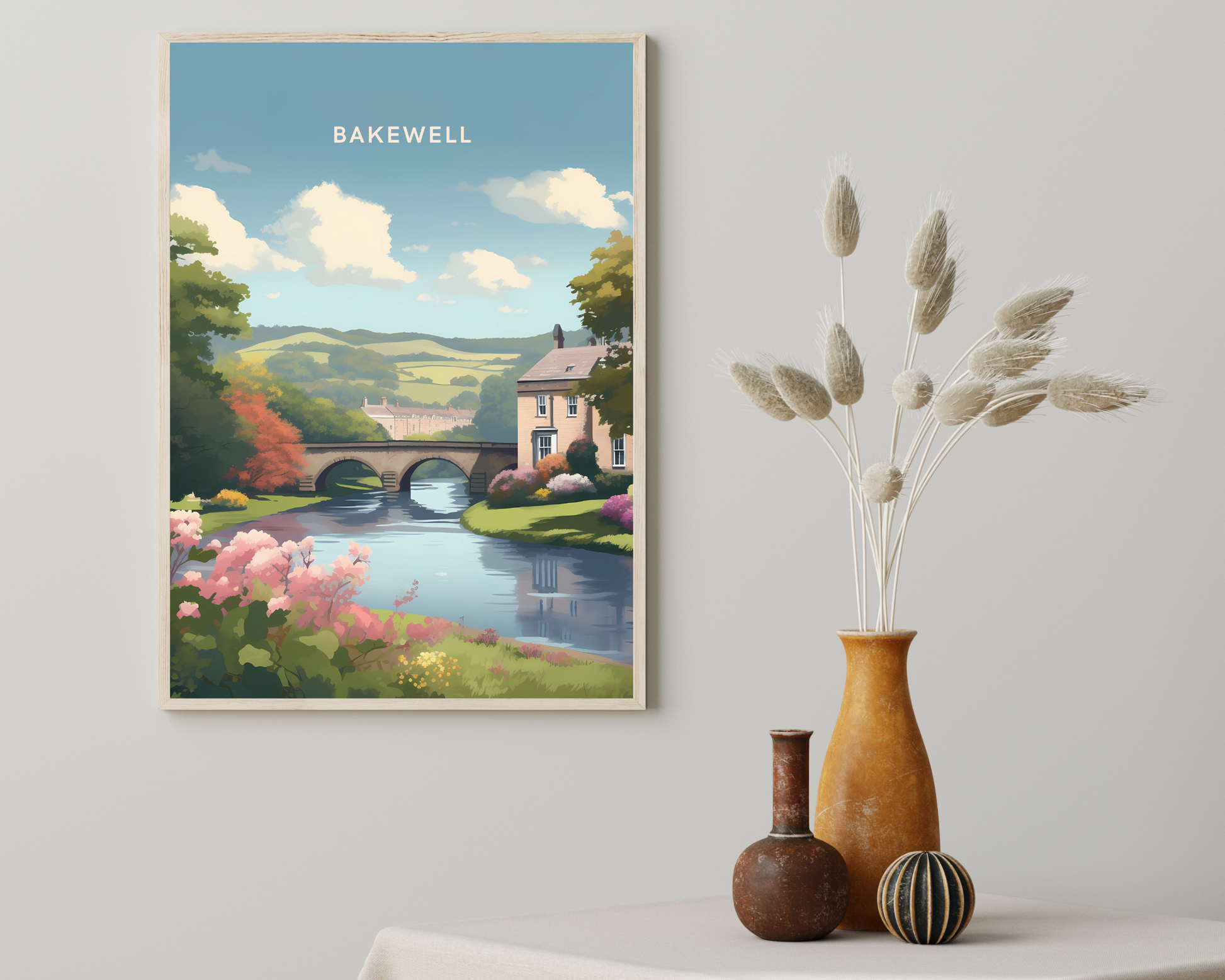 Bakewell Derbyshire England Travel Poster Print - Pitchers Design