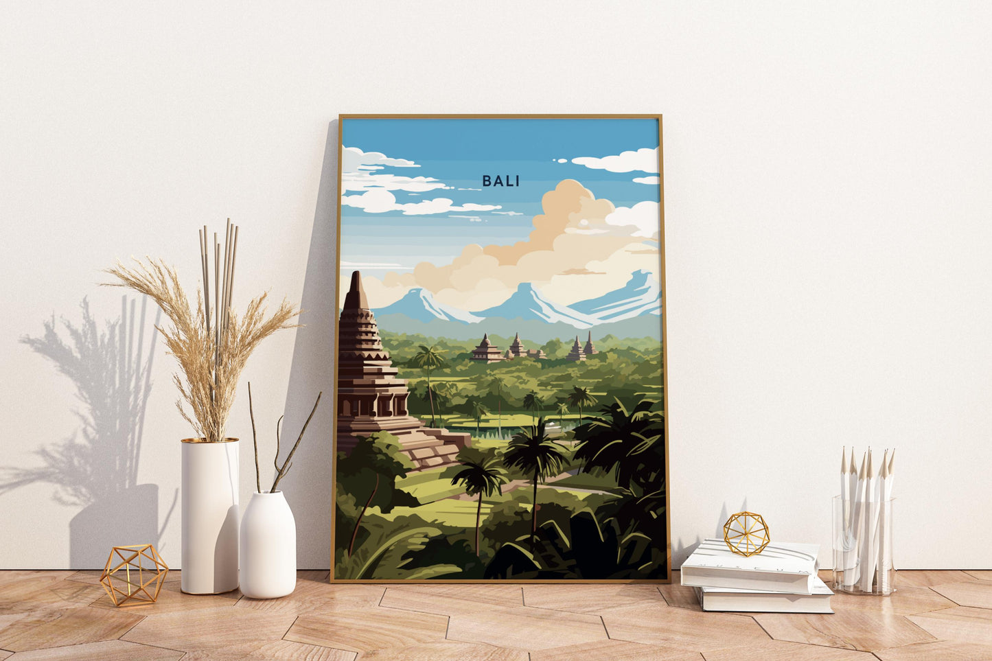 Temples of Bali Indonesia Travel Print Poster - Pitchers Design