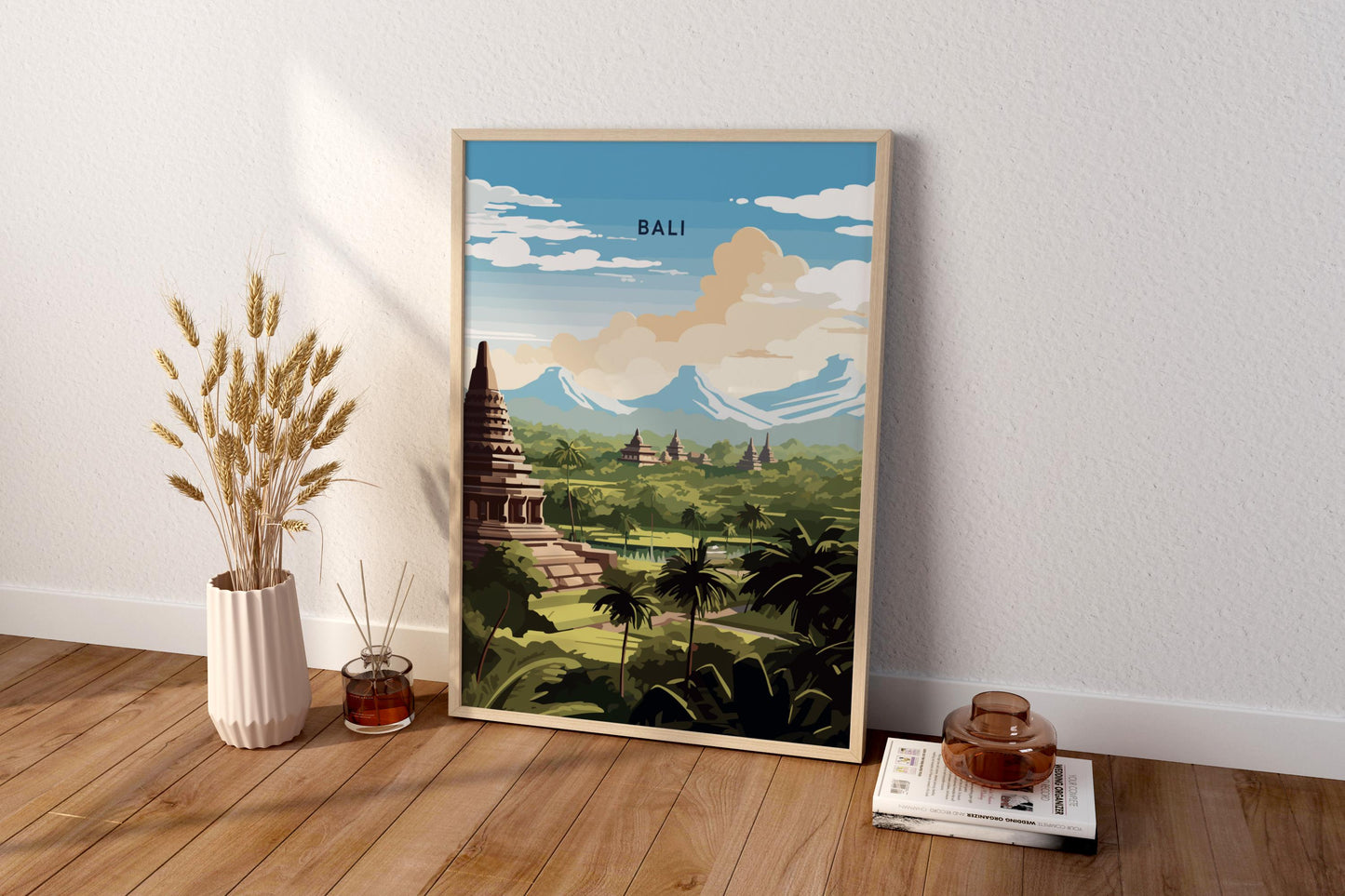 Temples of Bali Indonesia Travel Print Poster - Pitchers Design