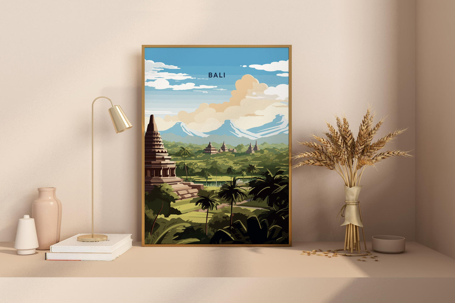 Temples of Bali Indonesia Travel Print Poster - Pitchers Design