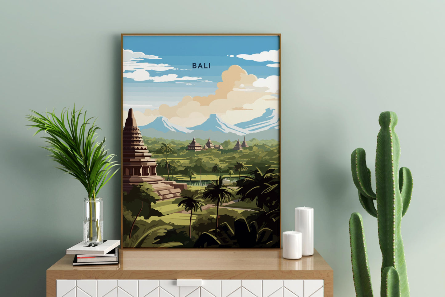 Temples of Bali Indonesia Travel Print Poster - Pitchers Design