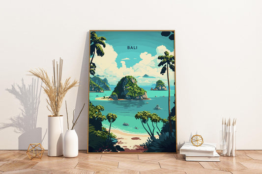 Islands of Bali Indonesia Travel Print Poster - Pitchers Design