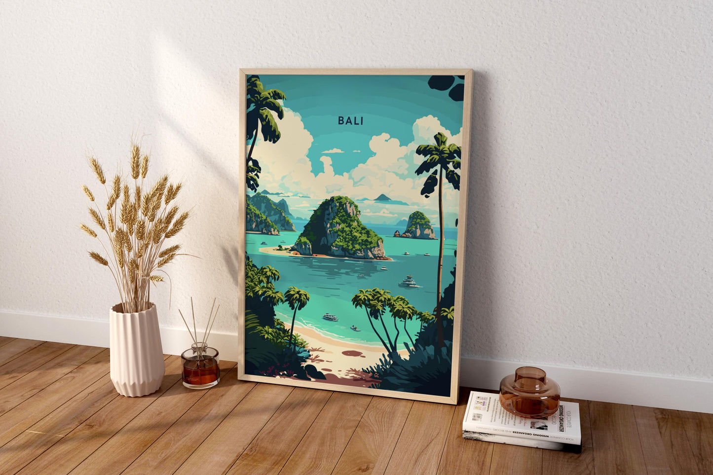 Islands of Bali Indonesia Travel Print Poster - Pitchers Design