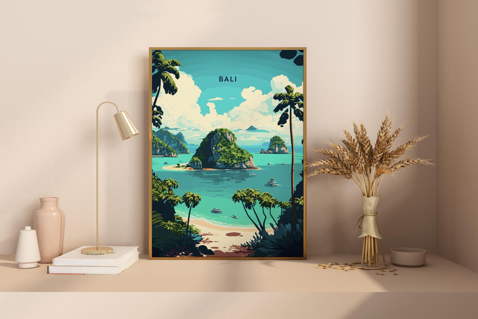 Islands of Bali Indonesia Travel Print Poster - Pitchers Design