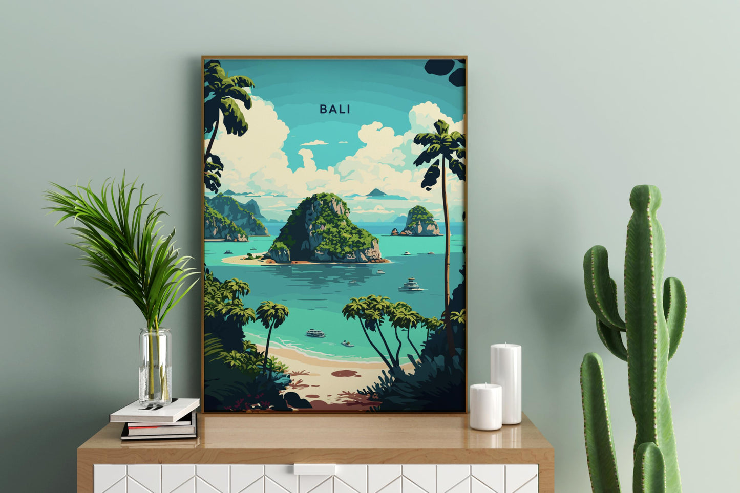 Islands of Bali Indonesia Travel Print Poster - Pitchers Design