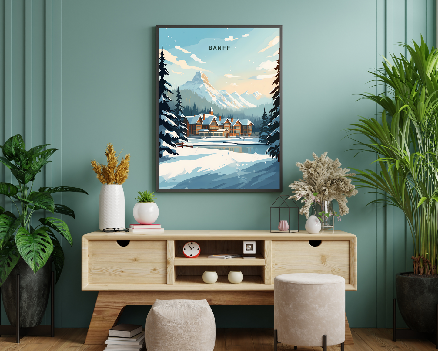 Banff Alberta Canada Ski Travel Poster Print - Pitchers Design