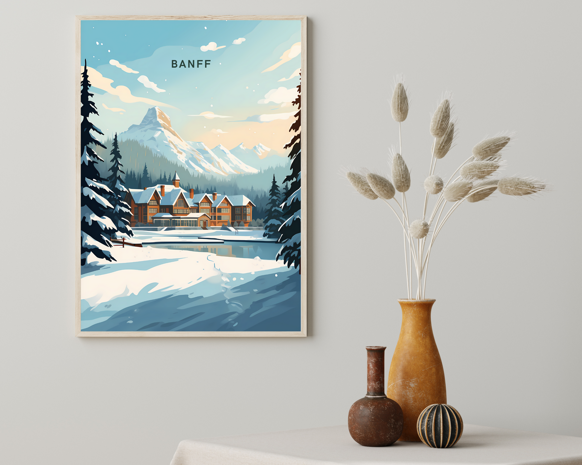 Banff Alberta Canada Ski Travel Poster Print - Pitchers Design