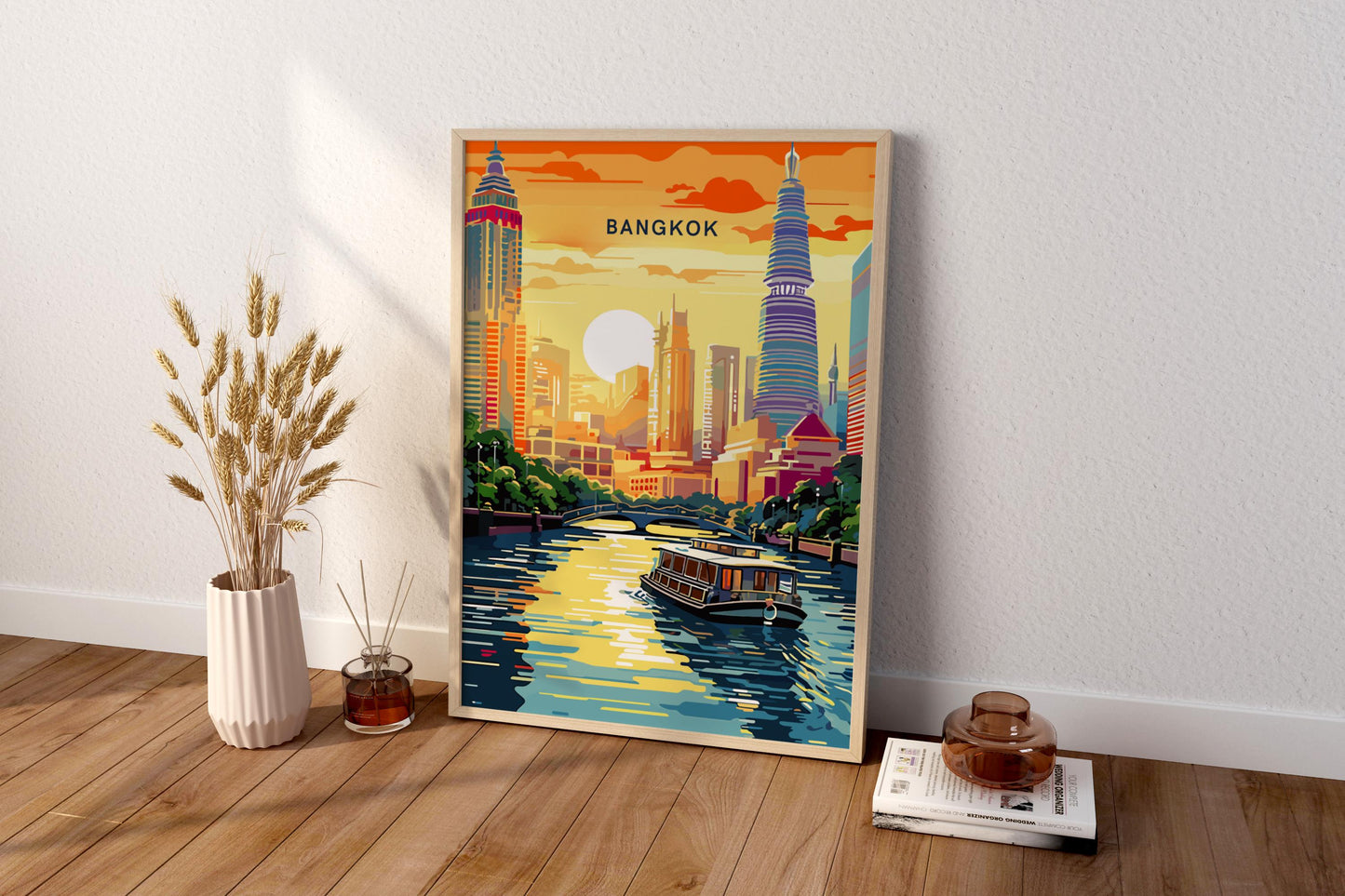 Bangkok River Thailand Travel Print Poster - Pitchers Design