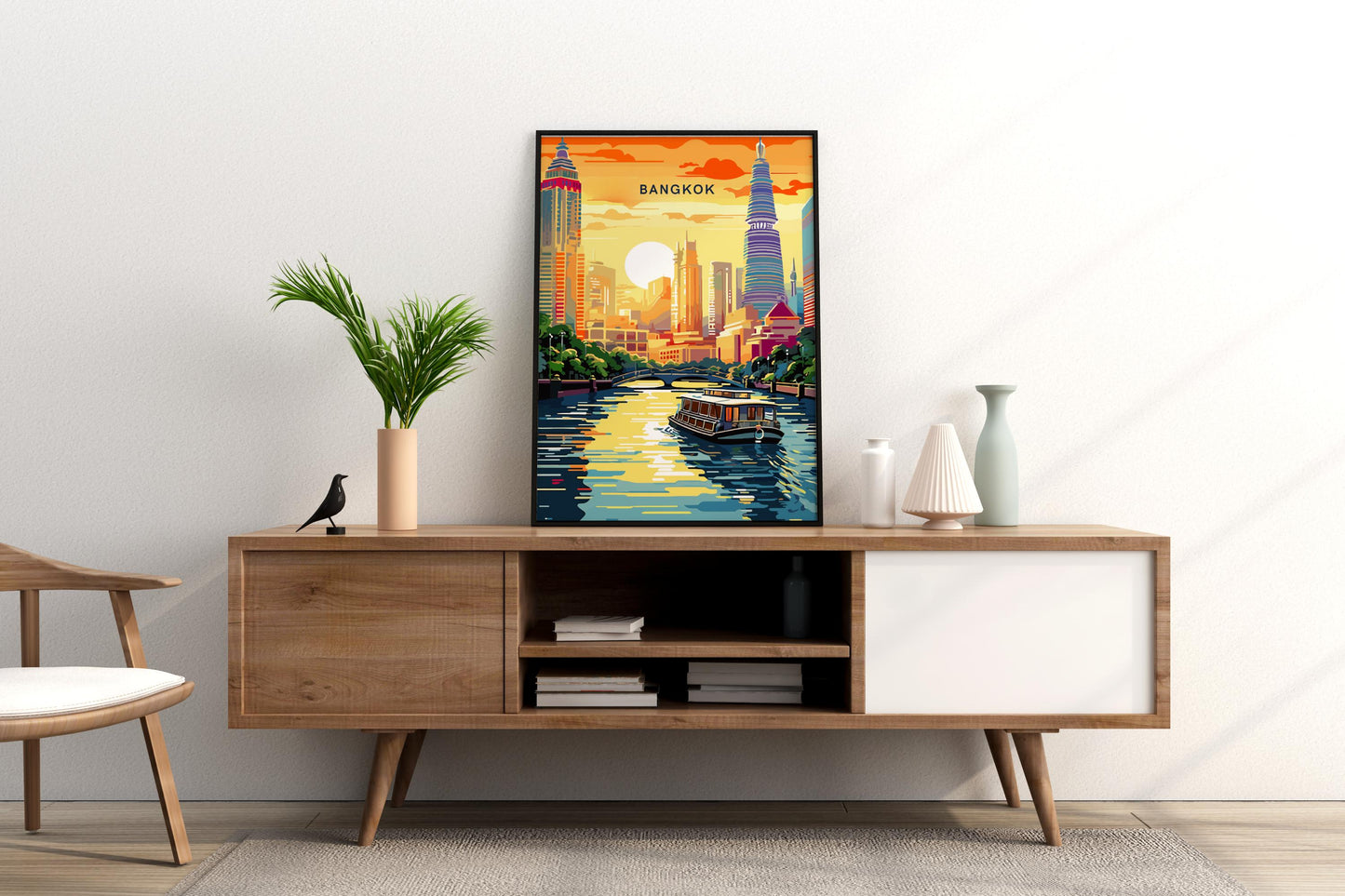 Bangkok River Thailand Travel Print Poster - Pitchers Design