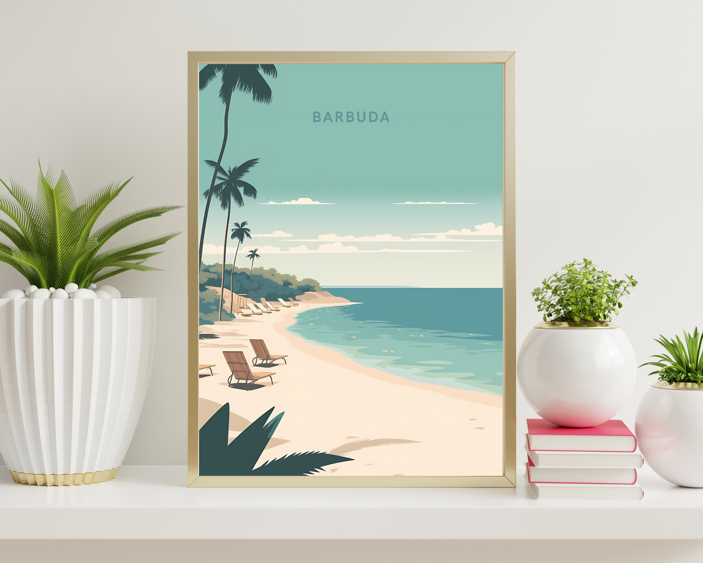 Barbuda Caribbean Travel Poster Print - Pitchers Design