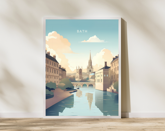 Bath England River Avon Travel Poster Print - Pitchers Design